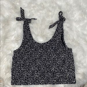 black and off white american eagle smocked tanktop